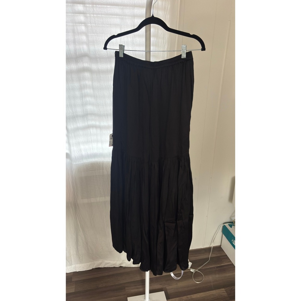 $445 NWT Sani Black Wide Leg Palazzo Pants Flare Tiered Ruffle Boho M - Picture 7 of 8